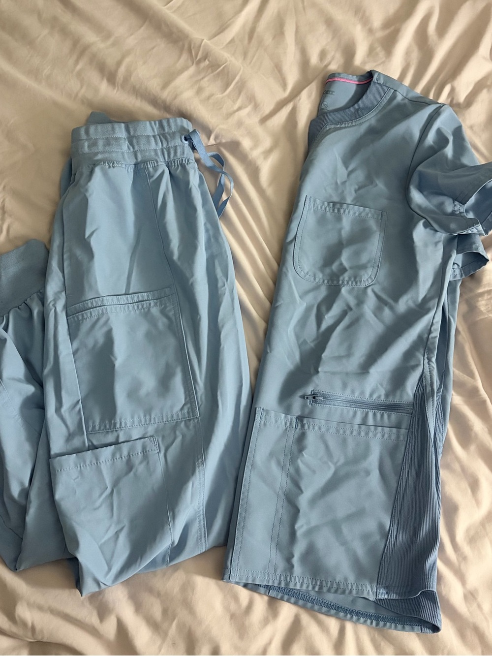 1 Light Blue Scrub Set & 2 scrub pants- medical uniforms
